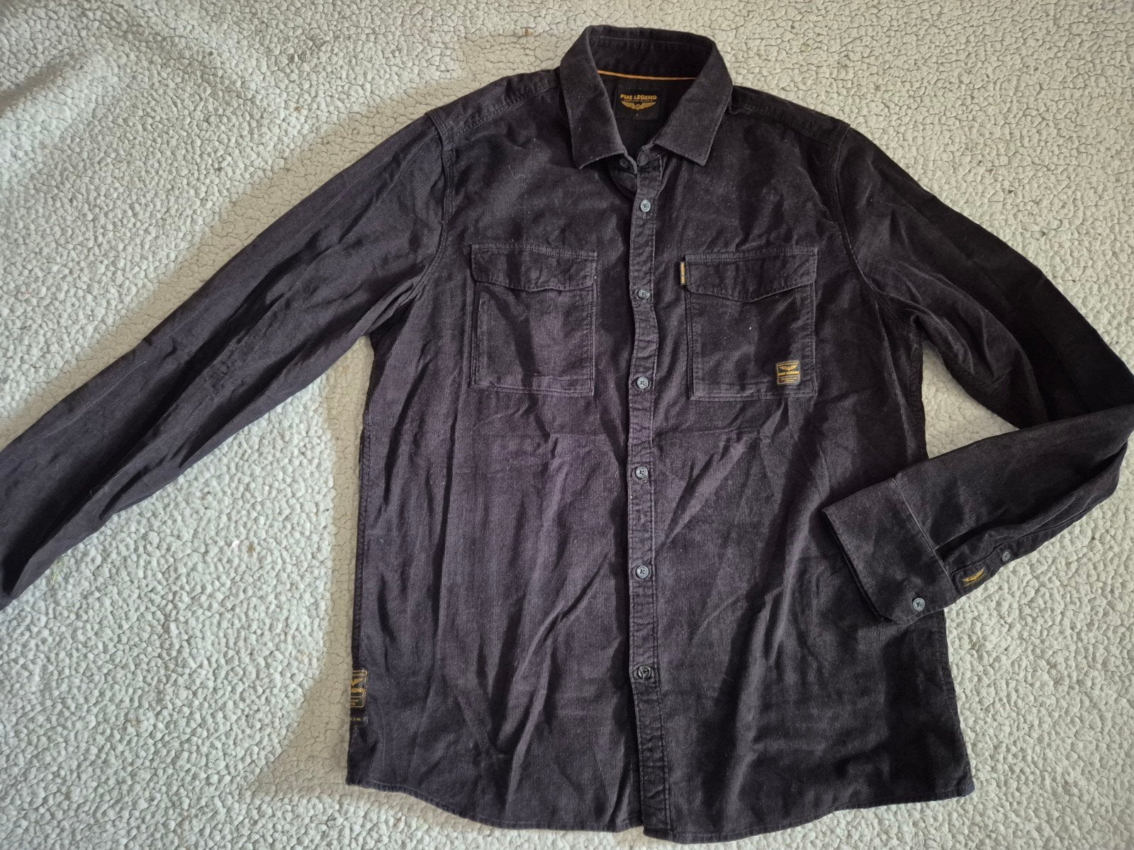 Pme Legend Pall Mall blouse Corduroy Zwart maat L, Kleding | Heren, Verzenden, ., Zwart, Zo goed als nieuw