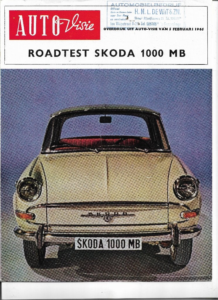 Overdruk roadtest SKODA 1000 MB / 1000MB, Autovisie 1965., Nieuw, Ophalen of Verzenden, Overige merken, Autovisie