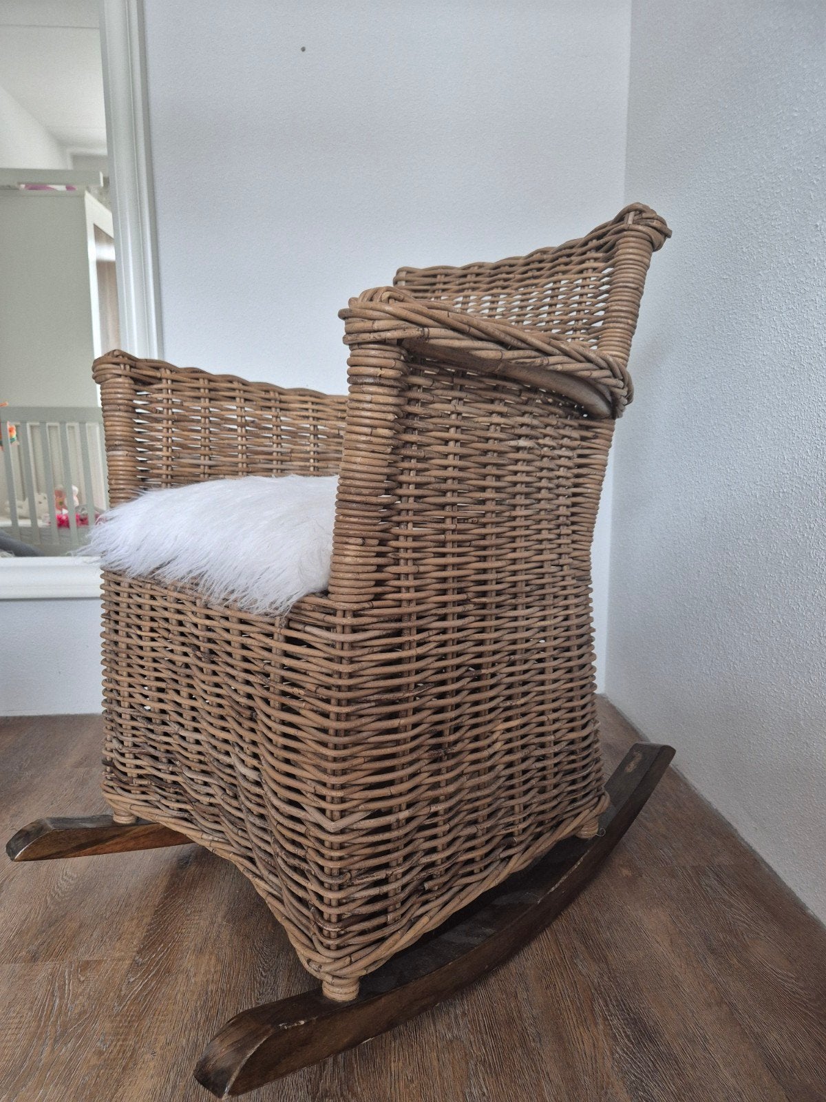 Rotan schommelstoel, Ophalen, Gebruikt, Bruin, Riet of Rotan