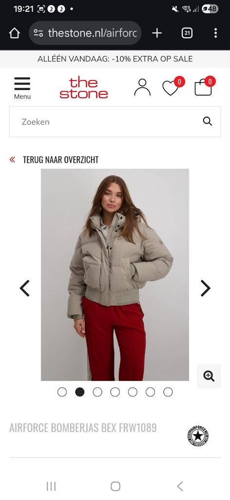 Airforce Bomberjas Bex FRW1089 - Beige, Kleding | Dames, Jassen | Winter, Airforce, Beige, Ophalen of Verzenden, Zo goed als nieuw