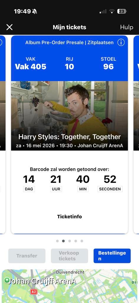 5x Harry Styles tickets 16 mei vak 405 rij 10 stoel 95-99, Tickets en Kaartjes, Concerten | Overige, Drie personen of meer, Mei
