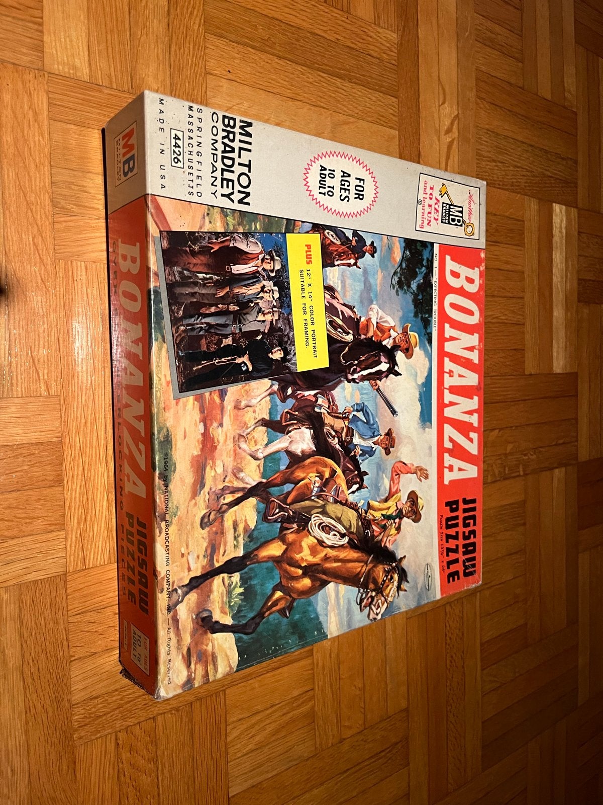 Vintage Bonanza Jigsaw Puzzel - Milton Bradley, Ophalen of Verzenden, Minder dan 500 stukjes, Gebruikt, Legpuzzel