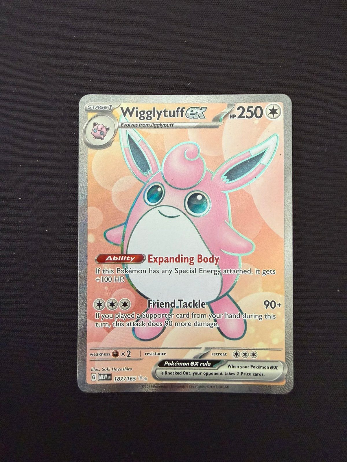 Scarlet & Violet 151 Wigglytuff ex 187/165 – Pokémon TCG, Ophalen of Verzenden, Zo goed als nieuw, Losse kaart