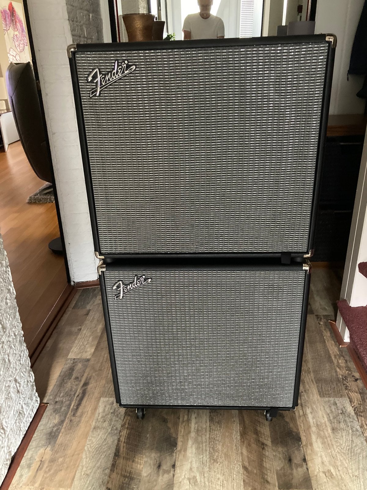 Te koop 2 x15”  Fender basboxen 600 watt, Ophalen, Zo goed als nieuw, Basgitaar, 100 watt of meer