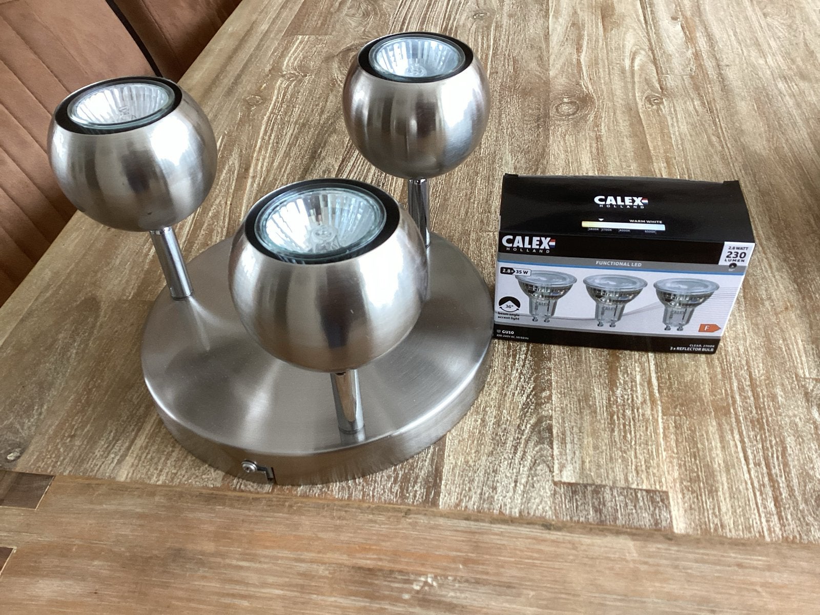 plafondspot verstelbare LED,RVS met nieuwe reserve lampjes, Gebruikt, GU10, Overige merken, Ophalen of Verzenden