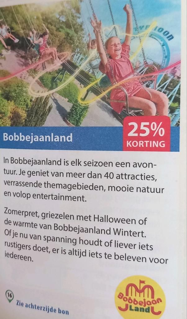 Bobbejaanland 25% korting voor 5 personen €50 kort 5 persone, Tickets en Kaartjes, Drie personen of meer, Kortingskaart