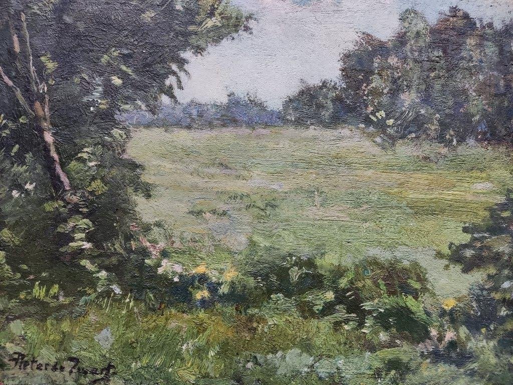 Pieter de Zwart (1880-1967) - Boerenlandschap, Paneel, Ophalen of Verzenden, Landschap, Olieverf