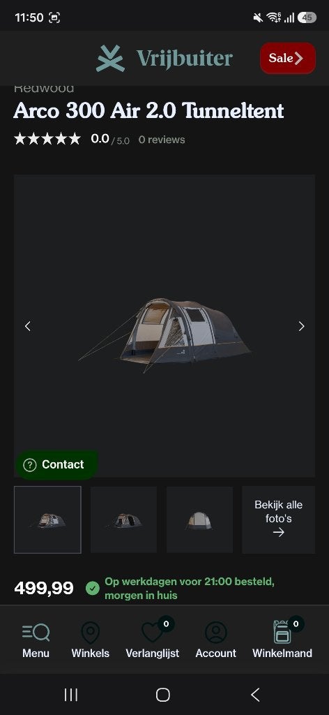 Arco 300 Air 2.0 Tunneltent inc luifel nieuw in verpakking, Caravans en Kamperen, Tenten, Ophalen, Zo goed als nieuw