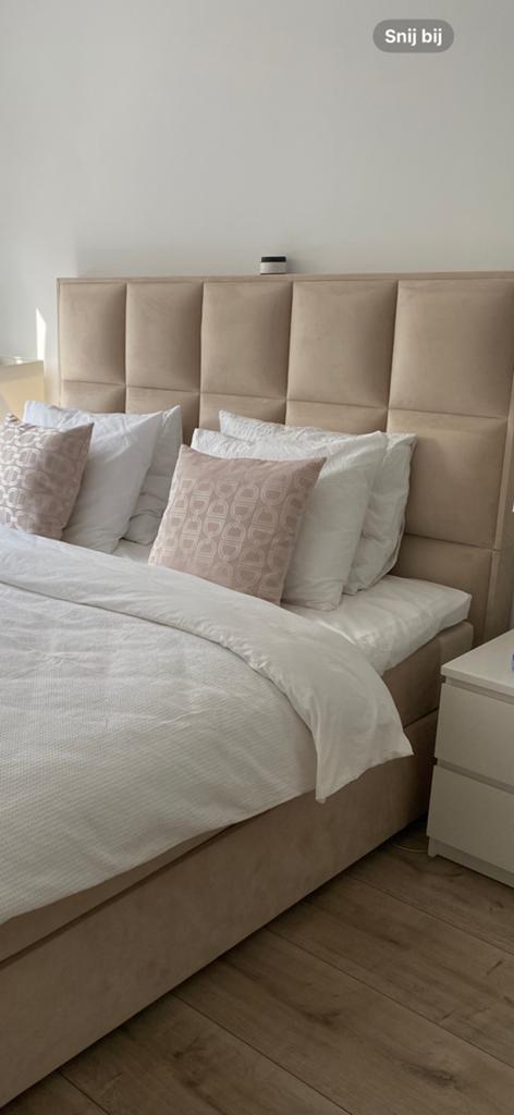 Luxe boxspring 180x200 met opbergruimte + Emma Sleep topper, Ophalen, Zo goed als nieuw, Tweepersoons, Eric Kuster / richmond interior