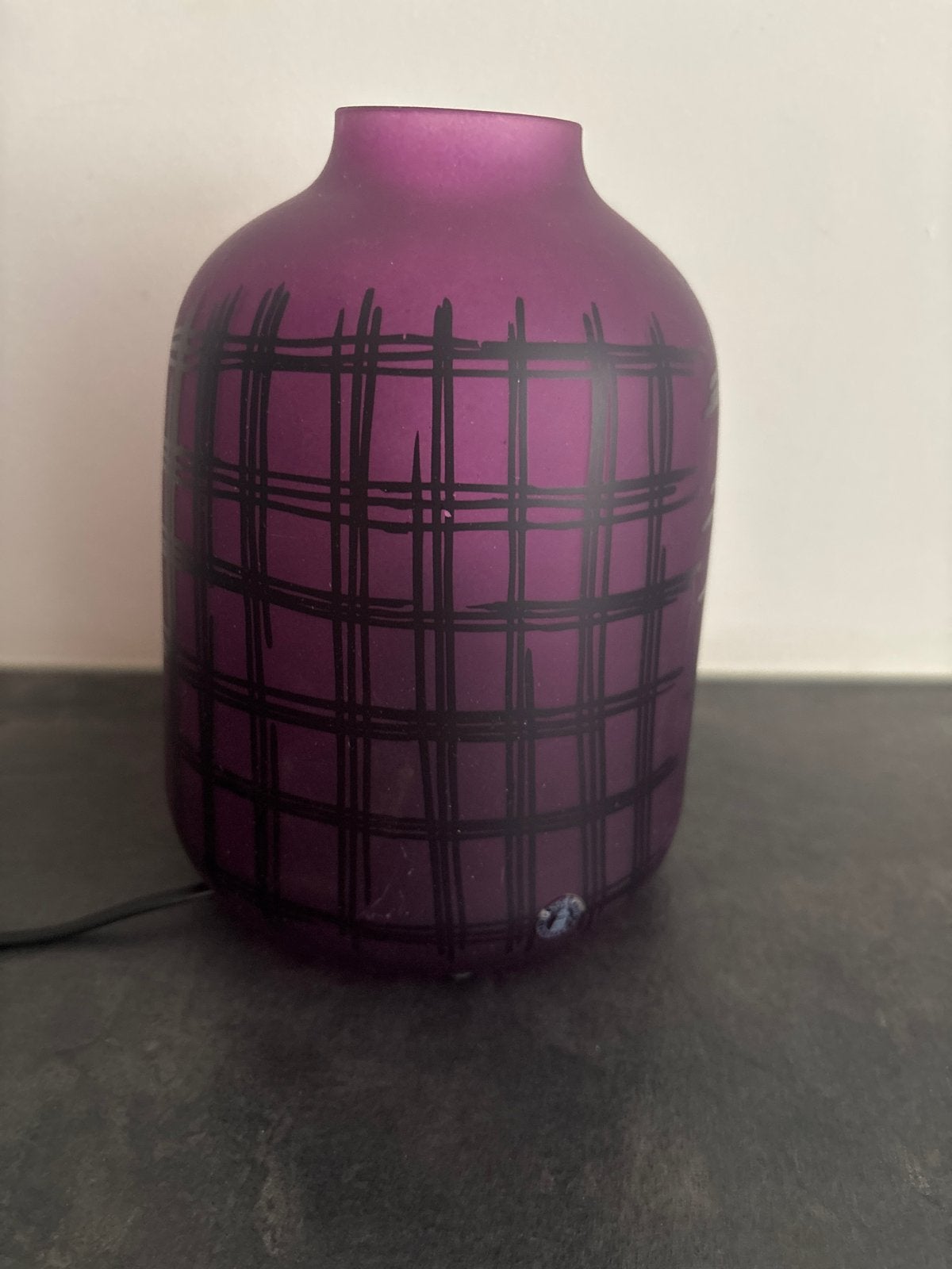 Ikea Koppar Paarse tafellamp met ruitpatroon - Sfeerlamp, Gebruikt, Overige merken, Paars, E14 (klein)