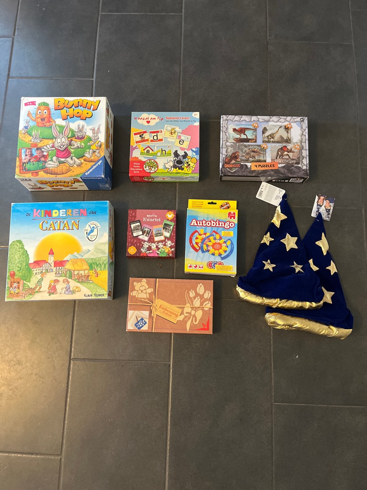Diverse Spellen en Toverhoeden - Bunny Hop, Catan, Bingo, Een of twee spelers, Ophalen of Verzenden, Gebruikt