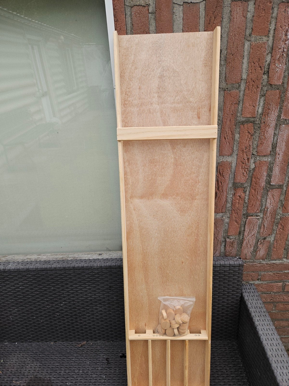 Klassieke houten kinderen sjoelbak met complete set schijven, Ophalen, Gebruikt