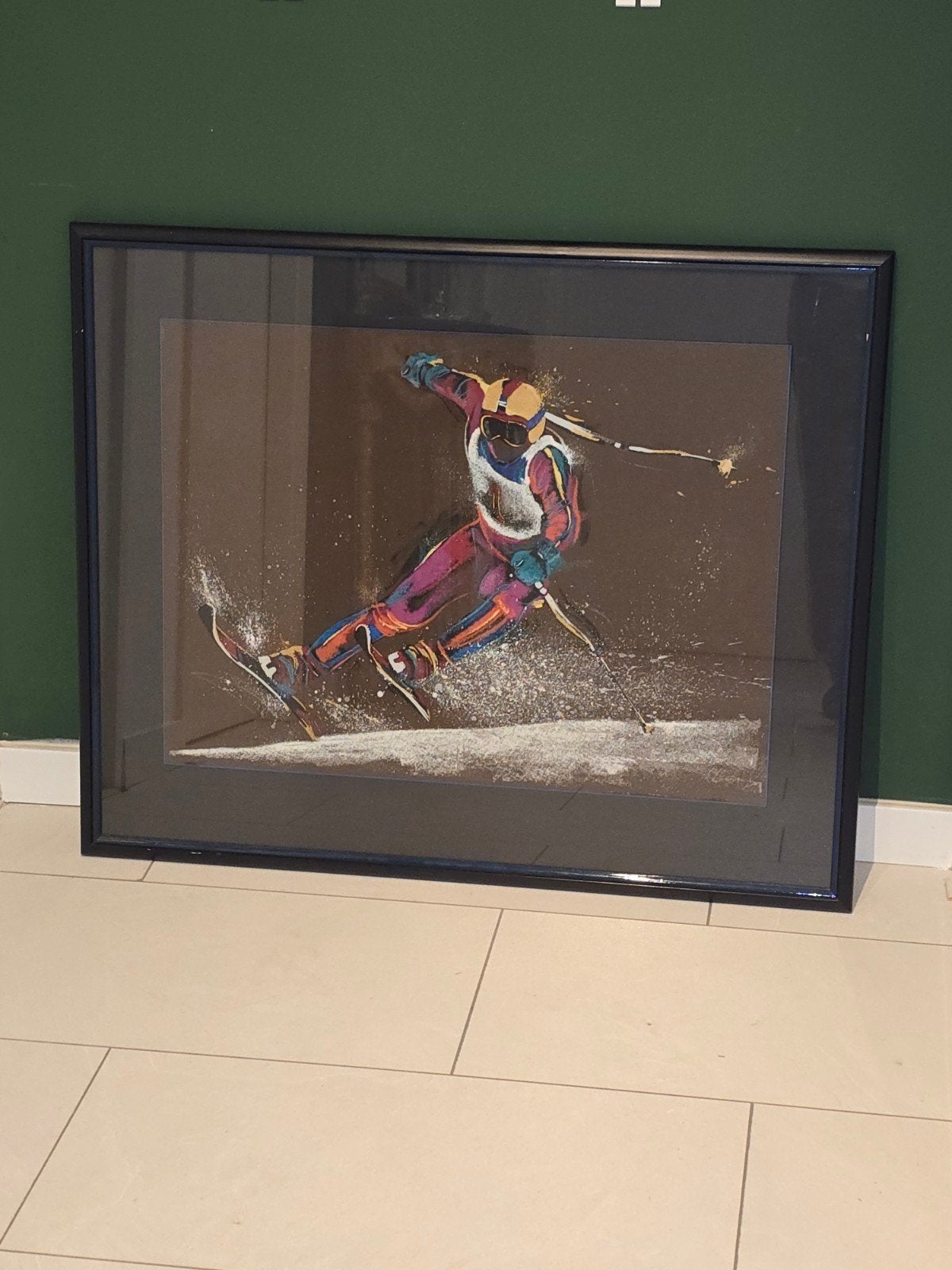 Terry Rose – Downhill Racer (1988) – Vintage sportprent, Antiek en Kunst, Ophalen of Verzenden, Print, Prent, Ingelijst