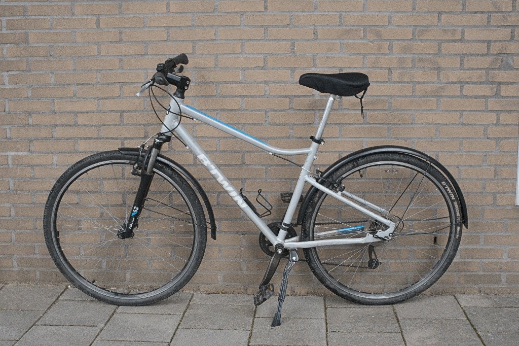 Toerfiets Btwin Riverside 500 + spatborden + zadelkussen, Gebruikt, Vering, Velgrem, Ophalen