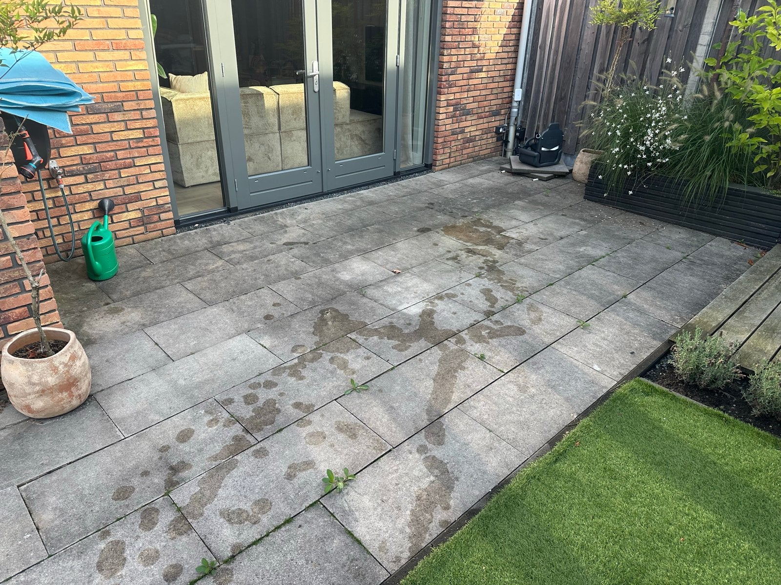 Terrastegels, grijs beton 16m2, Tuin en Terras, Ophalen, Gebruikt, 10 m² of meer, Beton