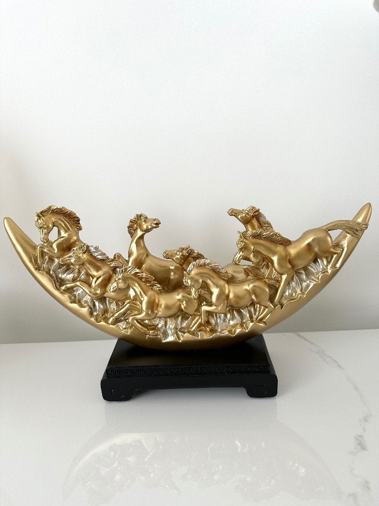 Paarden beeld goud decoratie, Ophalen of Verzenden, Zo goed als nieuw, Dier