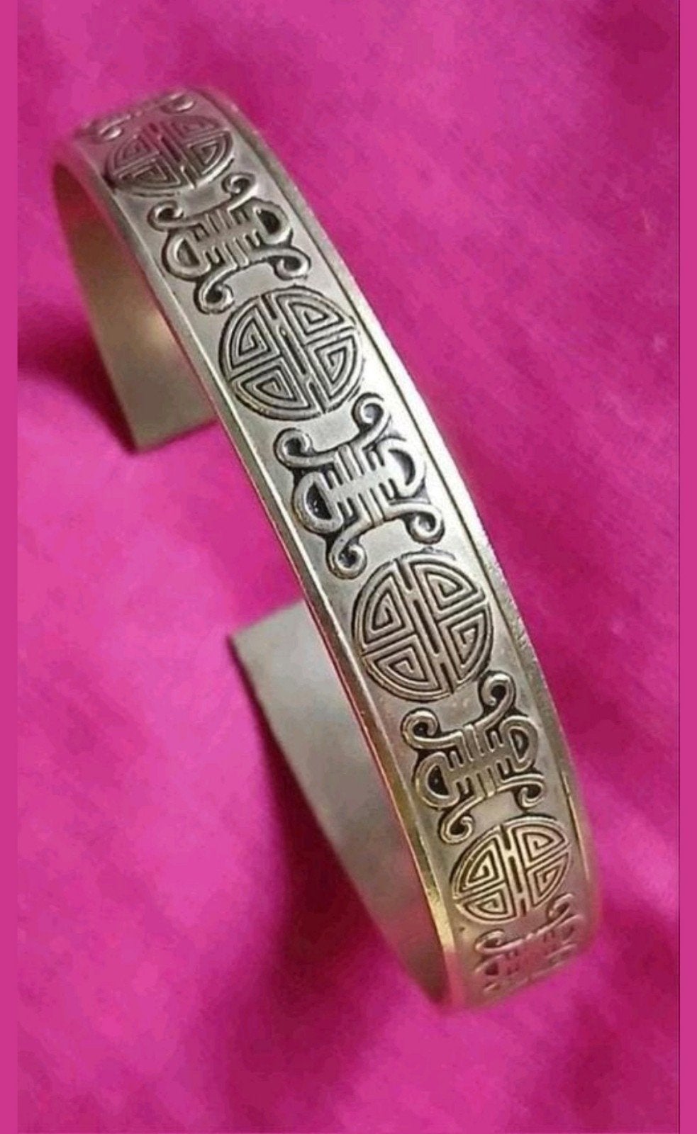 Vintage Verstelbare Armband  Shou Symbool & Oneindige Knoop, Ophalen of Verzenden, Zilver, Leer