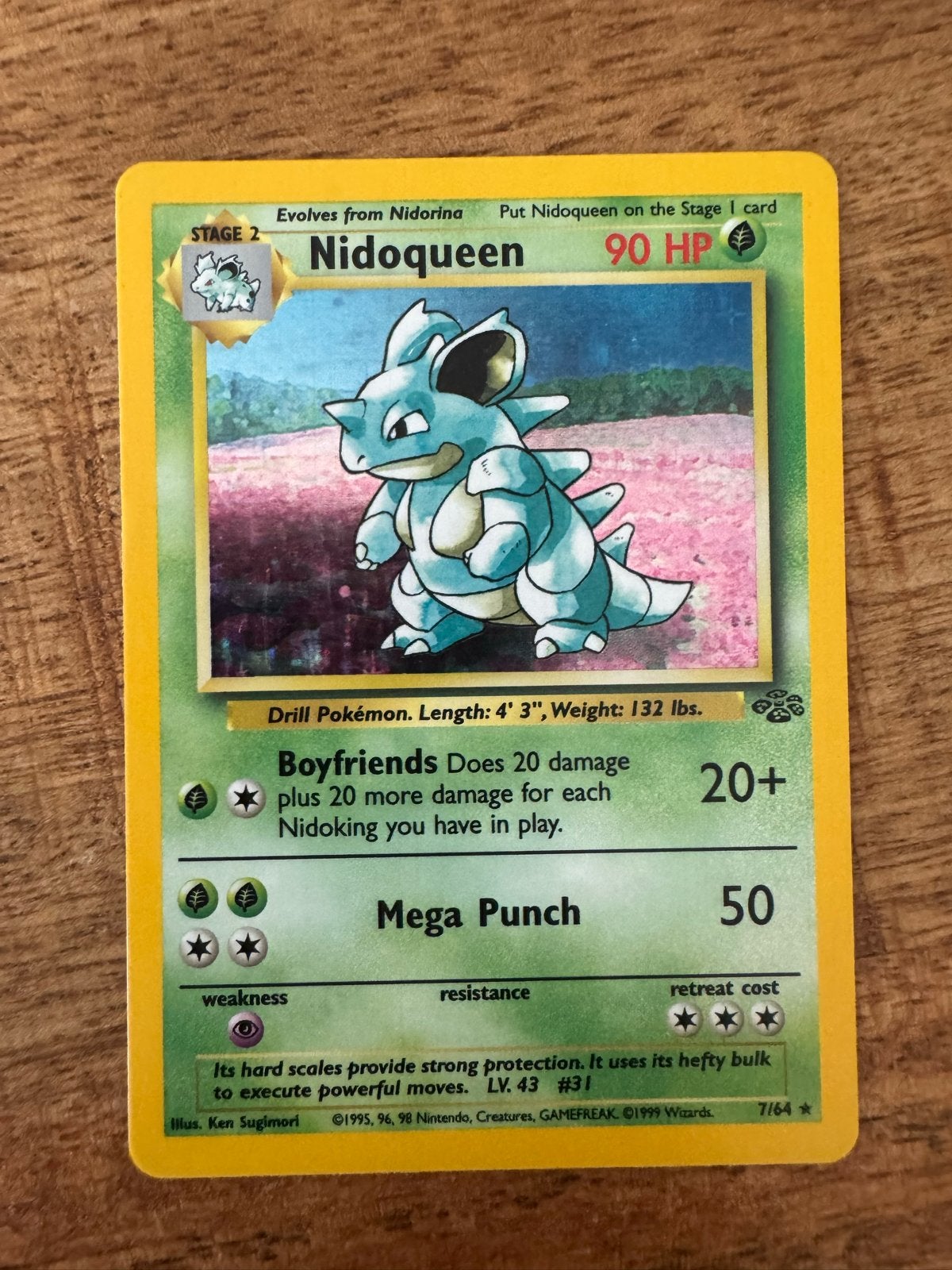 Nidoqueen Pokémon kaart (Jungle Holo, 7/64), Ophalen of Verzenden, Losse kaart, Foil