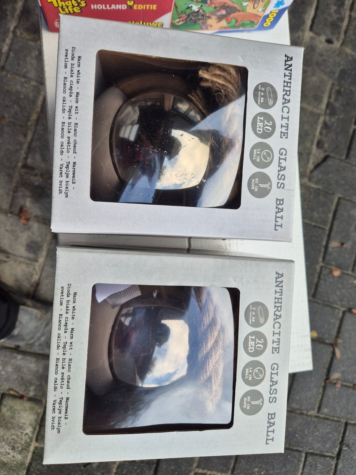 Antraciet Glazen Bol met LED Verlichting en Touw, Nieuw, Ophalen of Verzenden, Modern, Glas