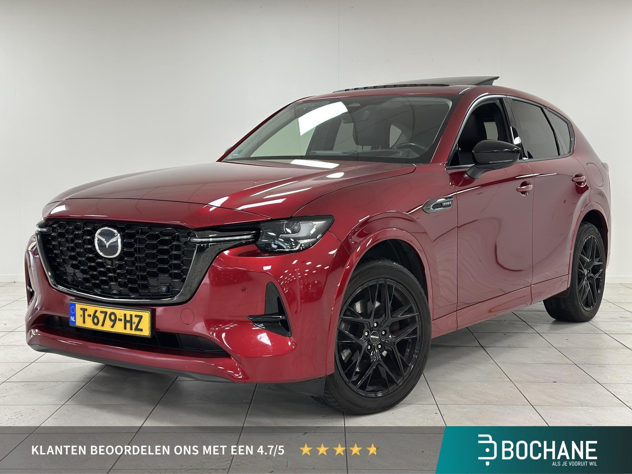 Mazda CX-60 2.5 e-SkyActiv PHEV Takumi ELEKT. WEGKLAPBARE TR, Auto's, Stof, Gebruikt, 4 cilinders, Met garantie (alle)