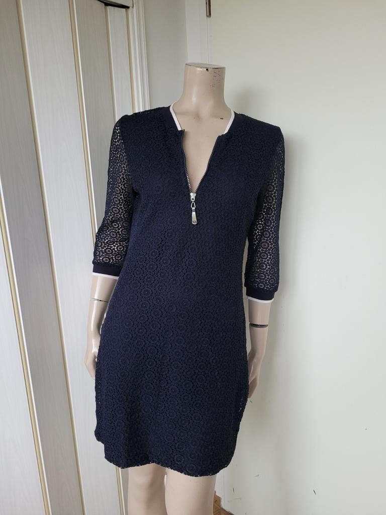 Tramontana jurk midi kant donkerblauw maat XS/34, Blauw, Tramontana, Ophalen of Verzenden, Zo goed als nieuw