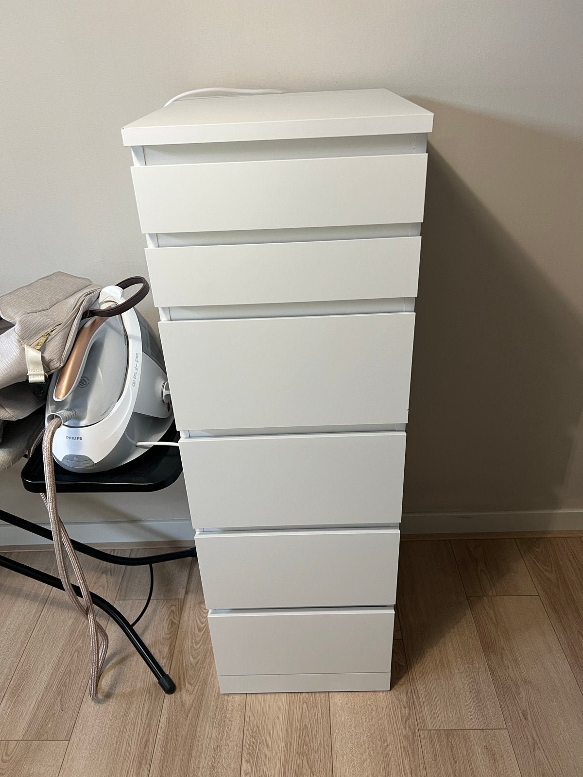 IKEA MALM ladekast met 6 laden en spiegel, wit, Minder dan 50 cm, Gebruikt, 5 laden of meer, 100 tot 150 cm
