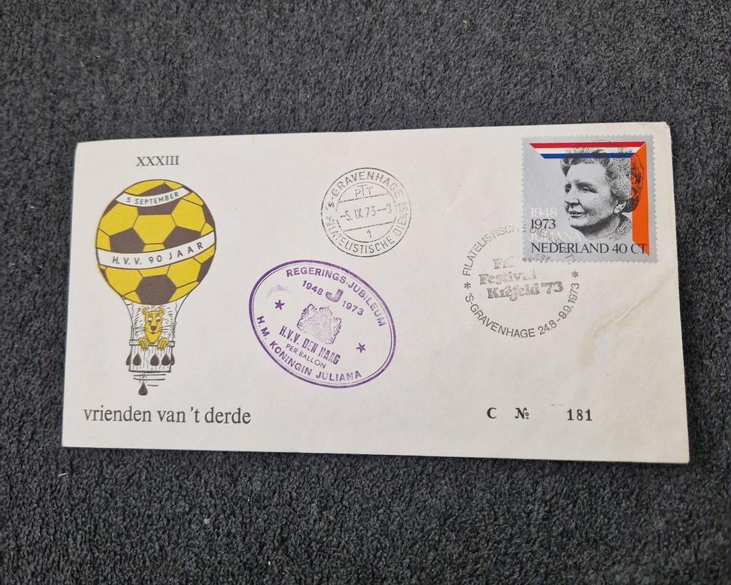H.V.V. 90 jaar + 25 jaar regerings jubileum koningin Juliana, Ophalen of Verzenden, Nederland