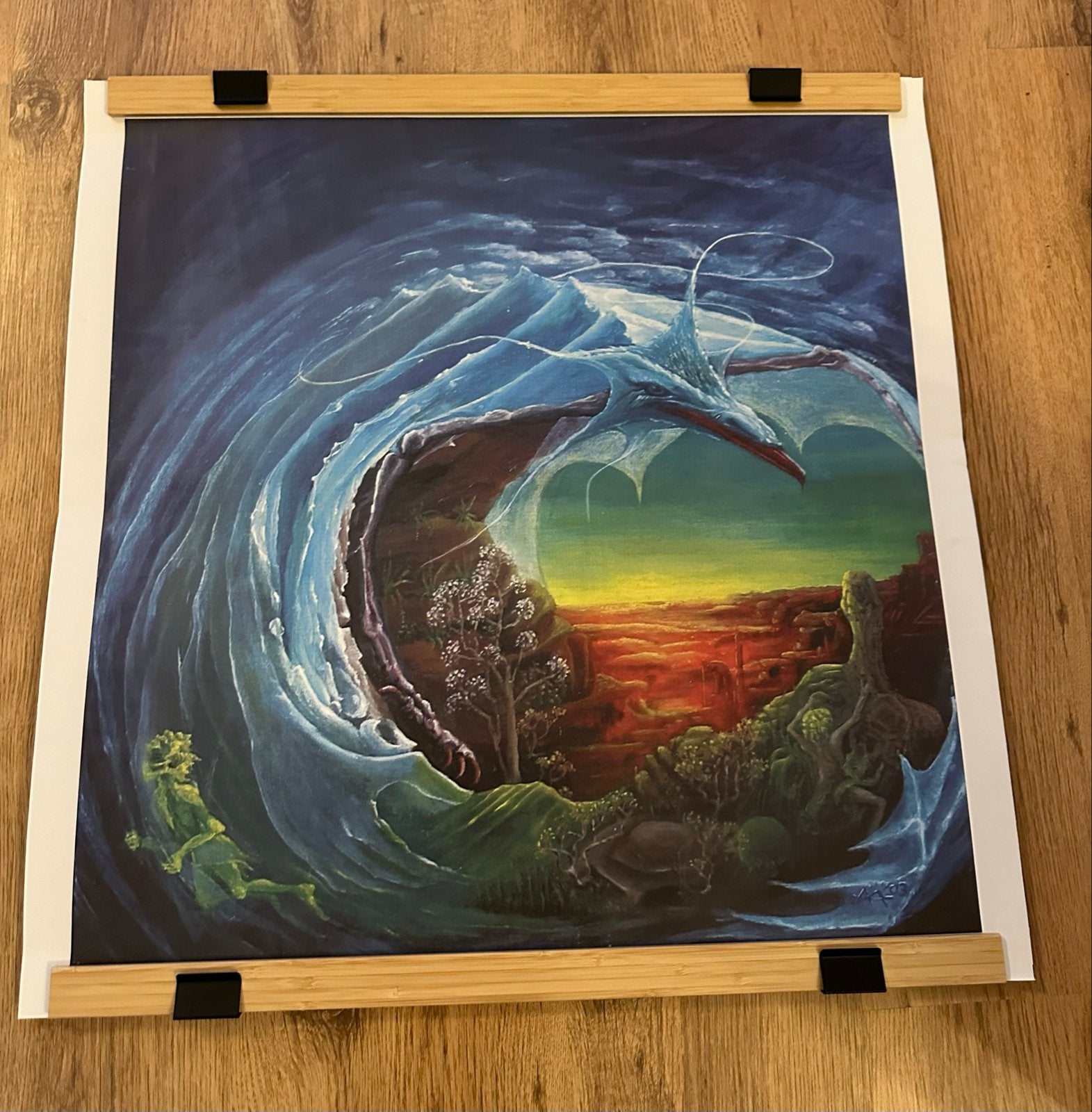 Litho :Magisch Landschap Ierse kunstenaar gesigneerd, Antiek en Kunst, Kunst | Schilderijen | Klassiek, Verzenden, Surrealisme