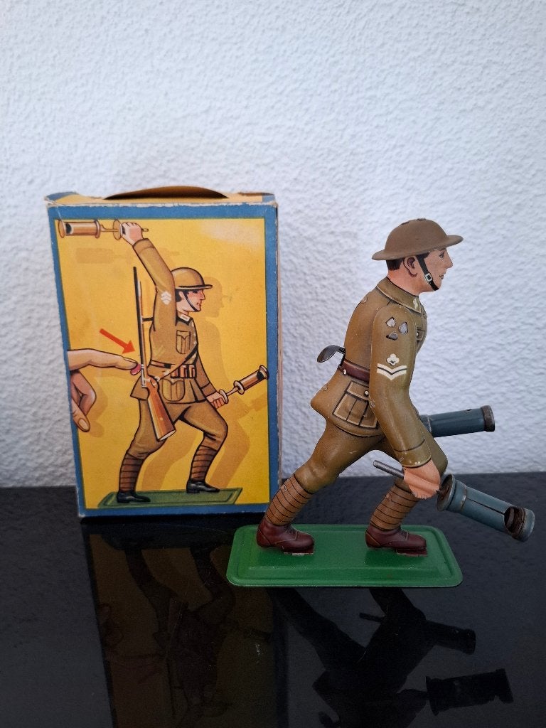 In doos Einfalt Cap firing soldier Germany tin toy-Technofix, Ophalen of Verzenden