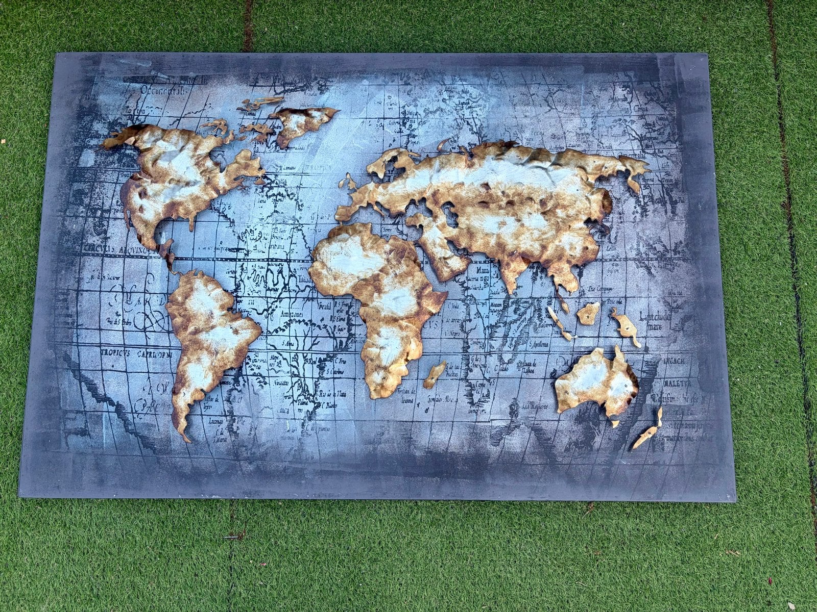 Loods5 unieke Wereldkaart Wanddecoratie - Metaal & reliëf, Huis en Inrichting, Woonaccessoires | Wanddecoraties, Ophalen, Metaal