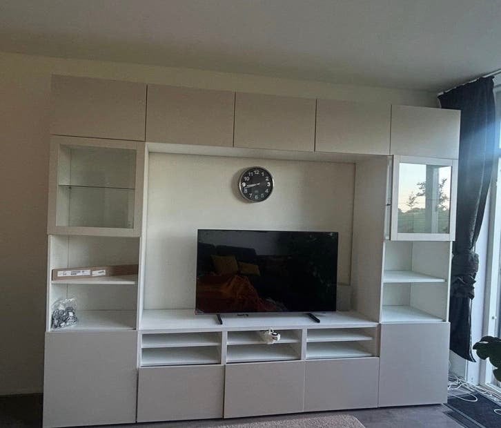 IKEA BESTÅ TV-opbergcombinatie met vitrinedeuren, Ophalen, Overige materialen, 200 cm of meer, Zo goed als nieuw