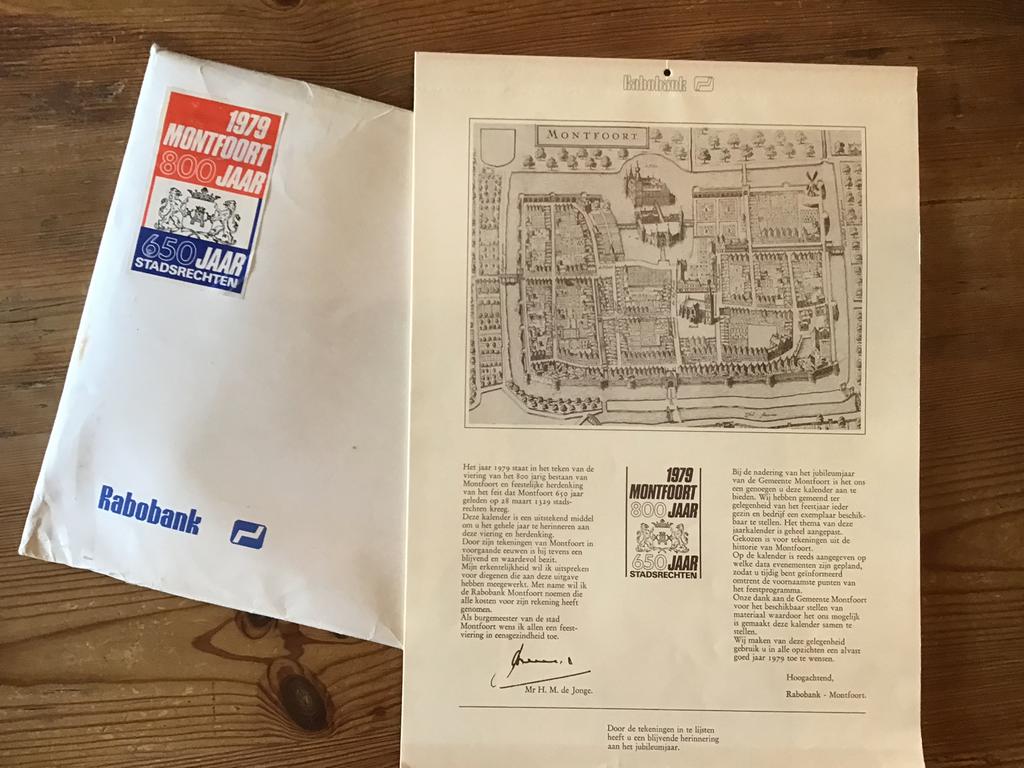 Kalender Montfoort 1979 tgv 800 jaar en 650 jr stadsrechten, Antiek en Kunst, Ophalen of Verzenden