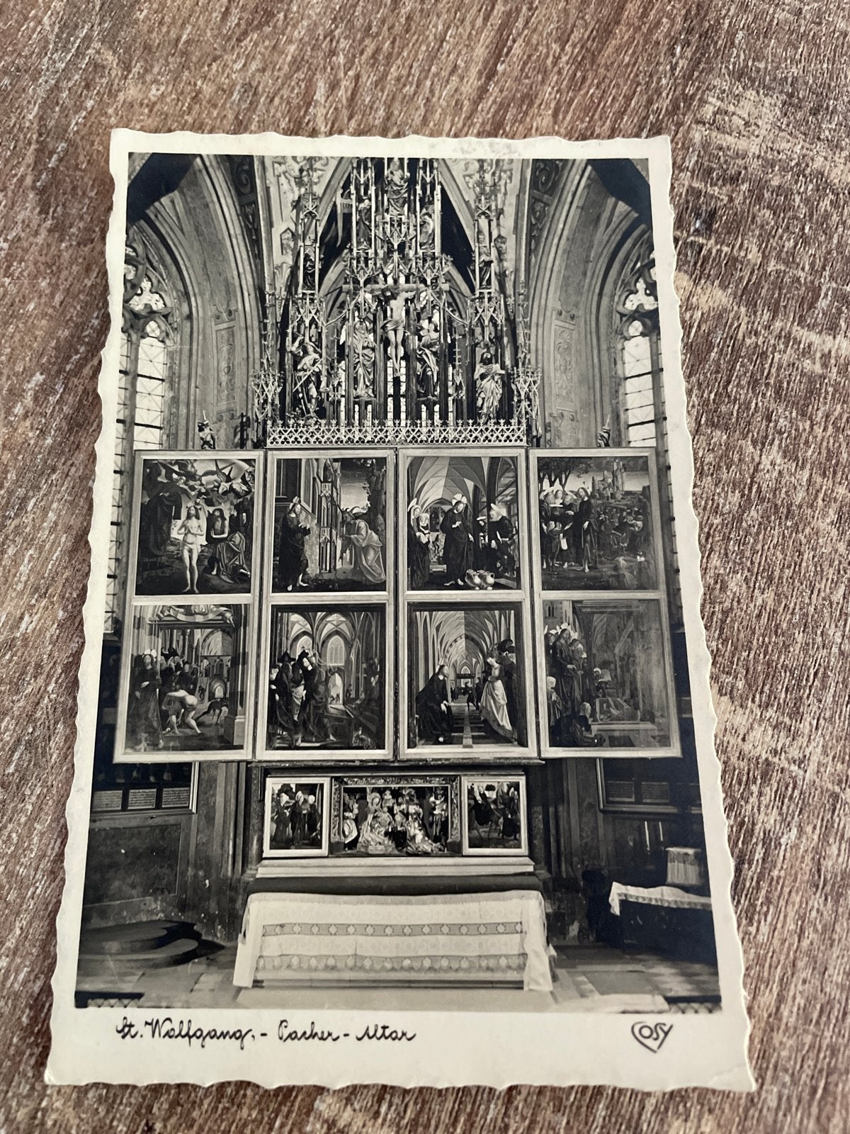 Oude ansichtkaart: Michael Pacher's meesterwerk St. Wolfgang, Ophalen of Verzenden, 1920 tot 1940, Gelopen, Oostenrijk