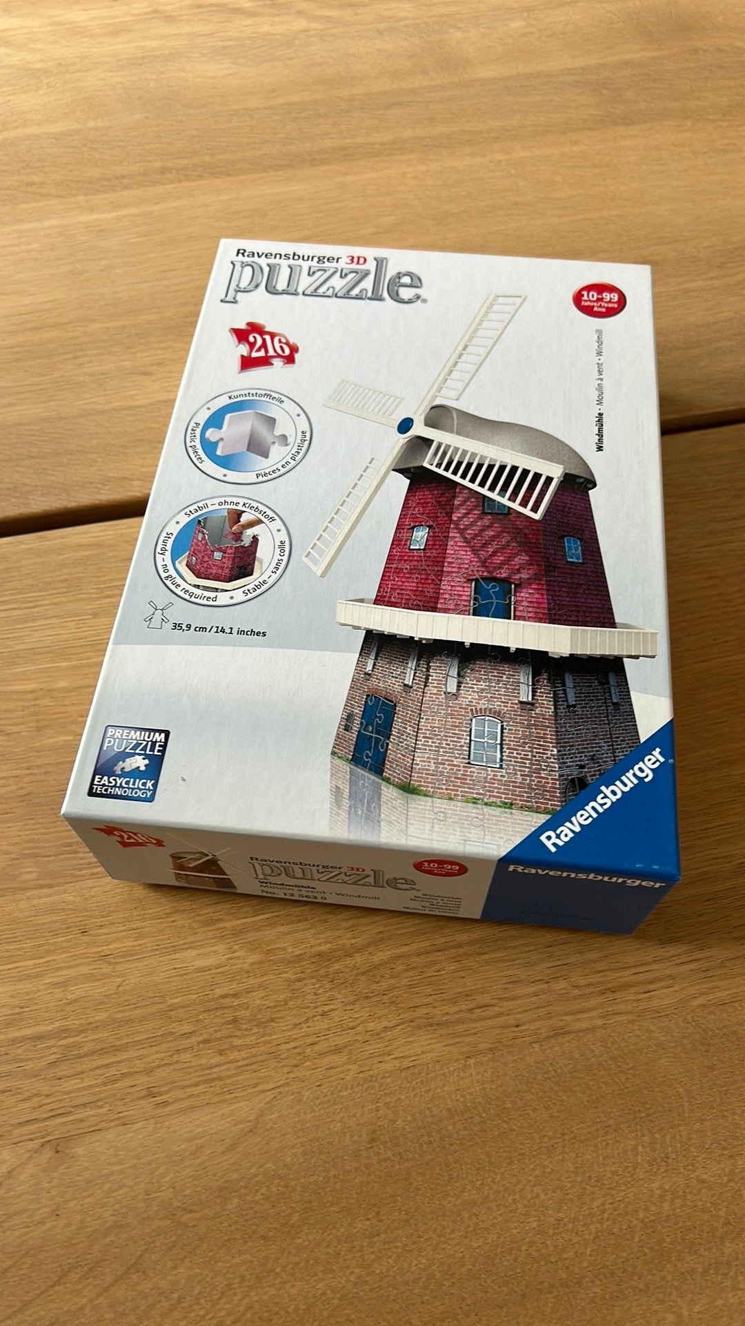 Puzzle ravensburger 3D molen, Ophalen of Verzenden, Minder dan 500 stukjes, Gebruikt, Rubik's of 3D-puzzel