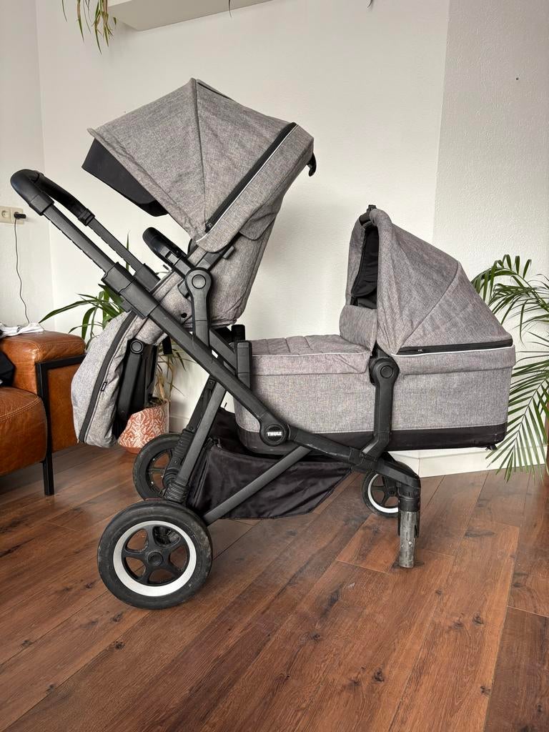 Thule Sleek, dubbele kinderwagen, Gebruikt, Verstelbare duwstang, Combiwagen, Ophalen