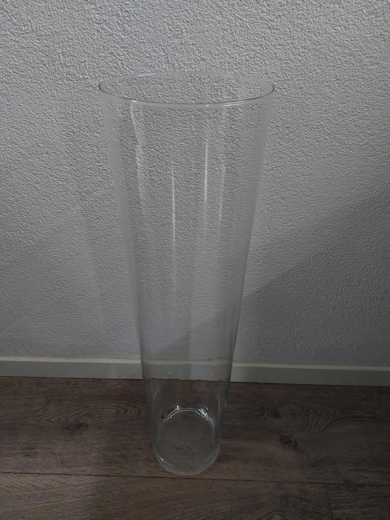 Hoge vaas transparant. Hoog 70cm, Ophalen, Overige kleuren, Aardewerk of Porselein, Zo goed als nieuw