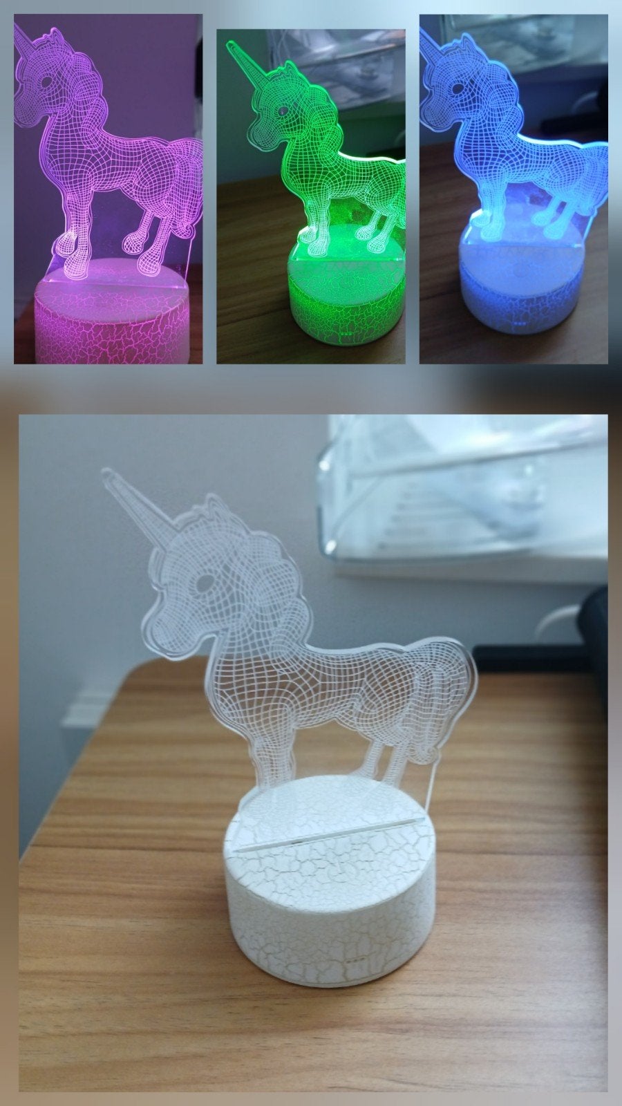Unicorn 3D LED Nachtlampje - Meerkleurig, Ophalen of Verzenden, Zo goed als nieuw