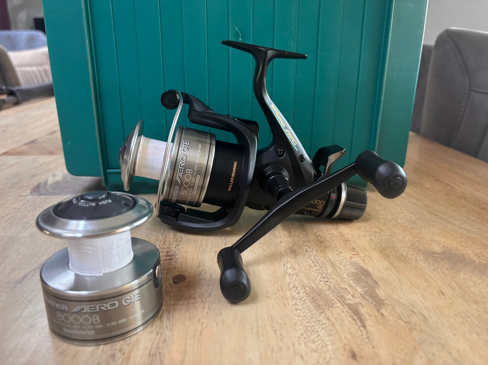 Shimano 8000 Re baitrunner aero, Watersport en Boten, Ophalen of Verzenden, Zo goed als nieuw, Molen