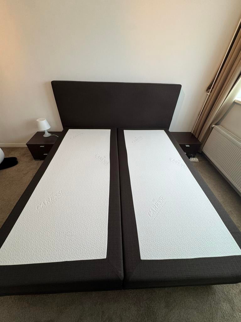 BOXSPRING 180200 + 2 NACHTKASTJES–NETJES–DIRECT OP TE HALEN, Ophalen of Verzenden, Zo goed als nieuw, Tweepersoons, 180 cm