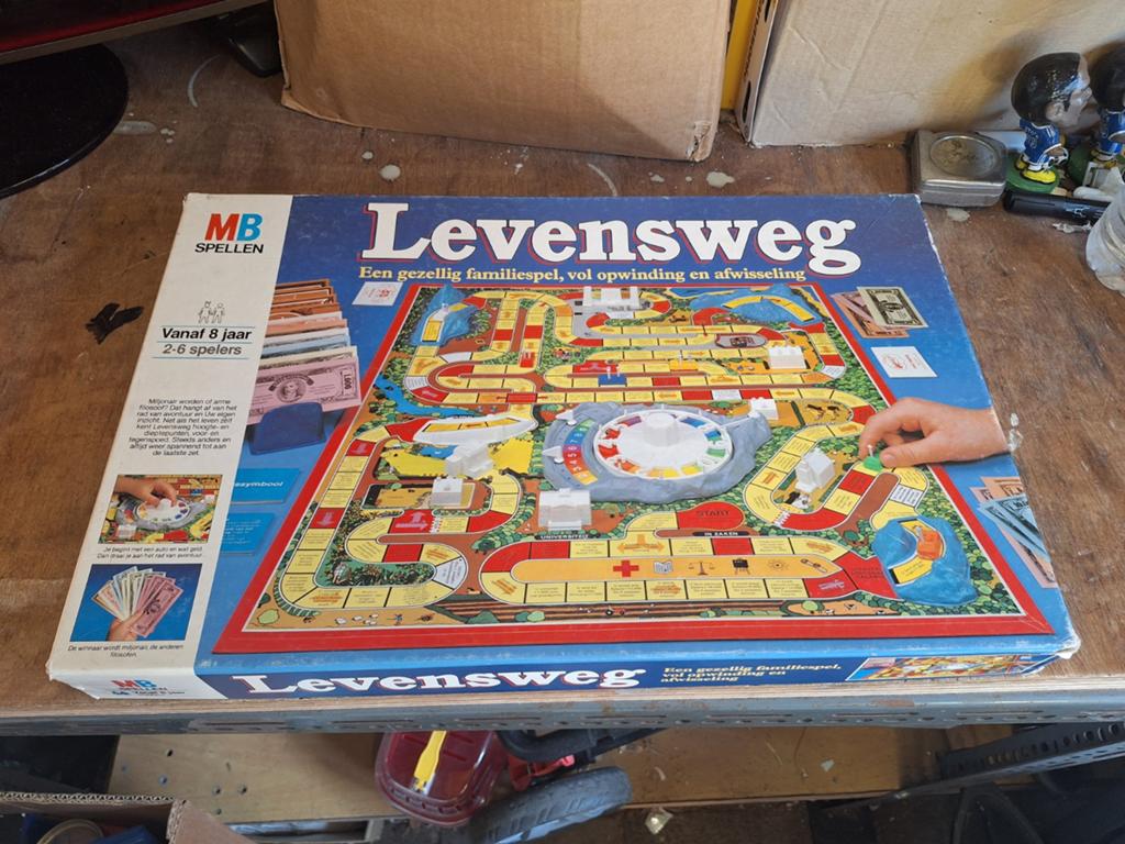 Vintage MB bordspel Levensweg jaren 80 in mooie staat, Ophalen of Verzenden, Gebruikt
