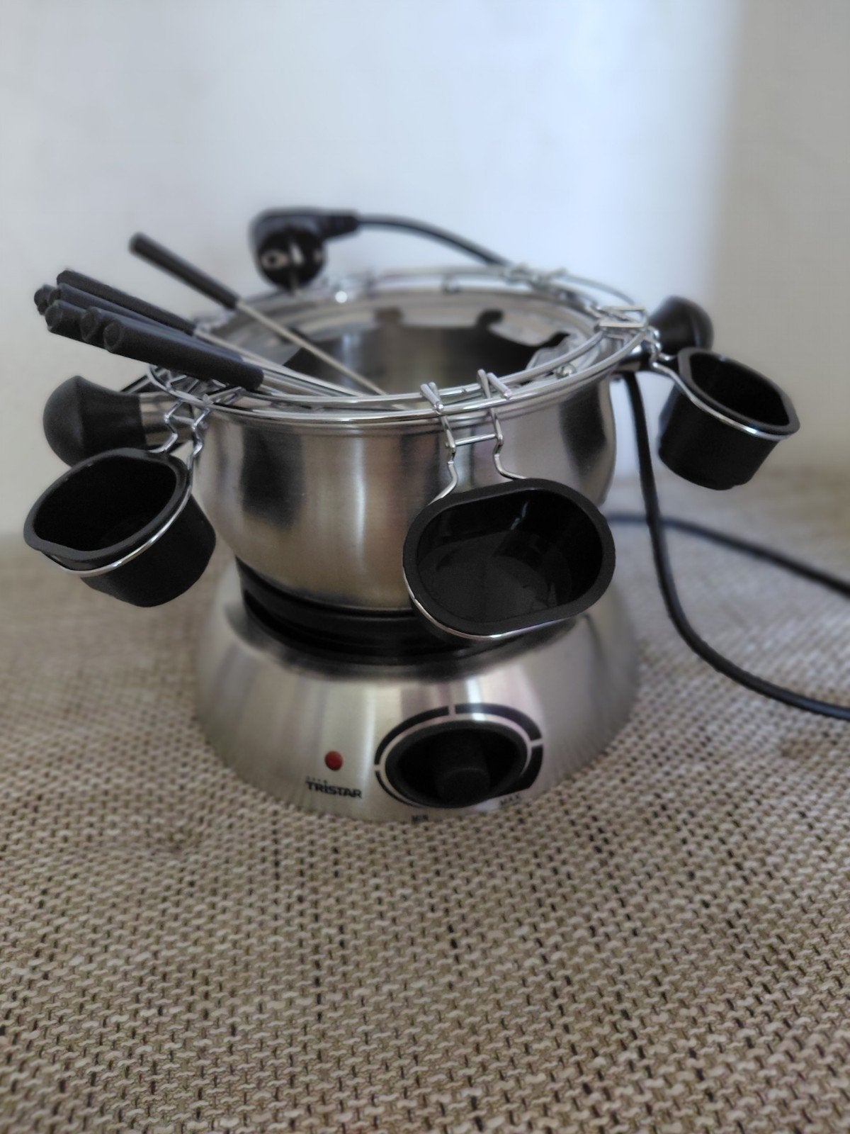 Tristar Fondueset - Compleet met 6 vorkjes en sausbakjes, Ophalen of Verzenden, Zo goed als nieuw, Elektrisch, Fondueset