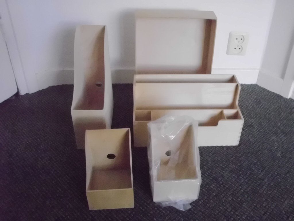 Retro vtg IKEA bureauset 5 stuks hout desk organizer de 90s!, Ophalen