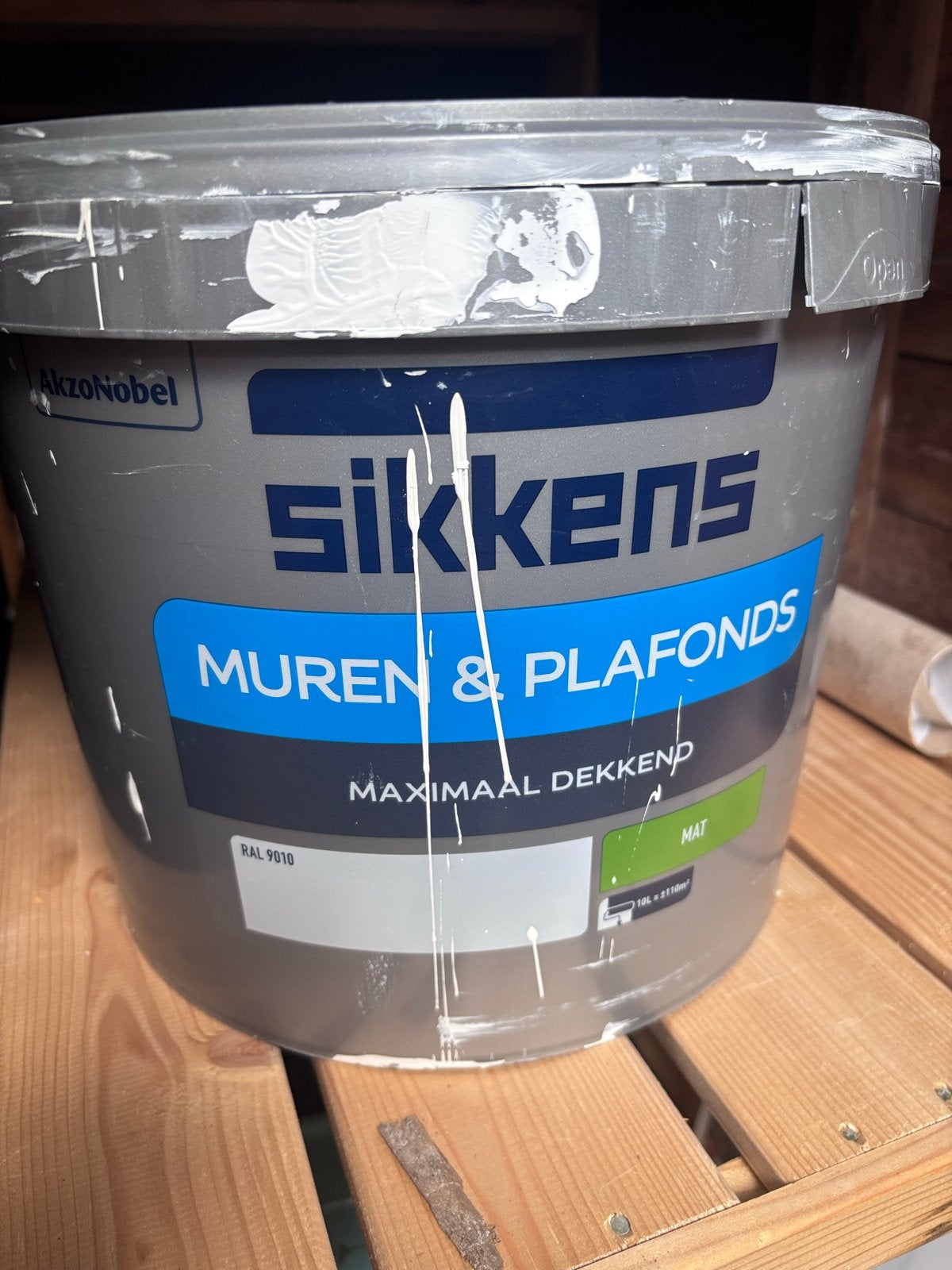 Sikkens Muur & Plafondverf RAL 9010 Mat (ruim de helft over), Ophalen, Gebruikt, Overige typen