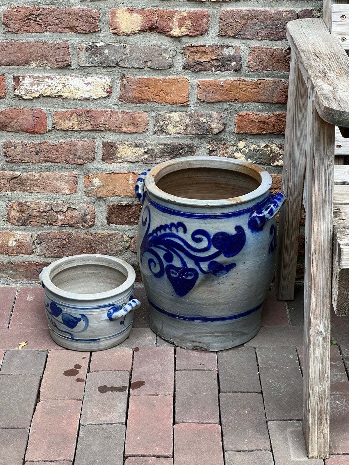 Oude grote en kleinere keulse pot, Ophalen, Rond, Zo goed als nieuw, Aardewerk