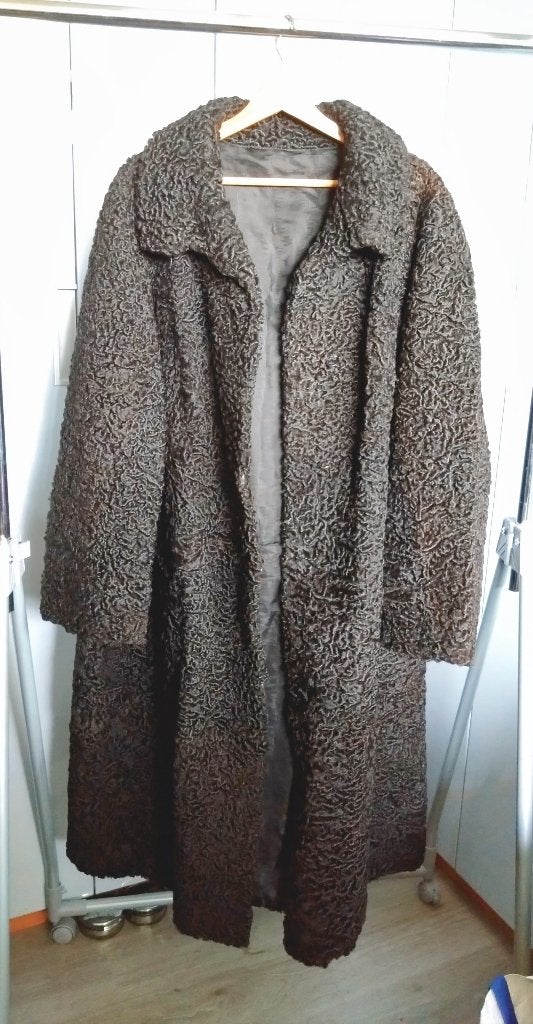Vintage Karakul bontjas - Bukhara jas - XL, Ophalen, Zwart, Maat 46/48 (XL) of groter, Zo goed als nieuw