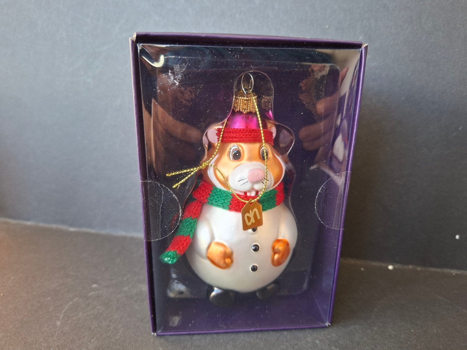 Kerst Ornament AH Hamster Sneeuwpop NIEUW Glazen Hanger, Diversen, Ophalen of Verzenden, Nieuw