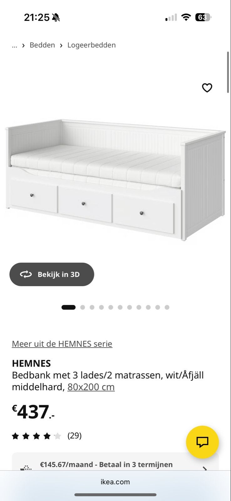 IKEA Hemnes Uitschuifbed incl. matrassen, Huis en Inrichting, Slaapkamer | Bedden, Ophalen, Verstelbaar, 90 cm, Eenpersoons