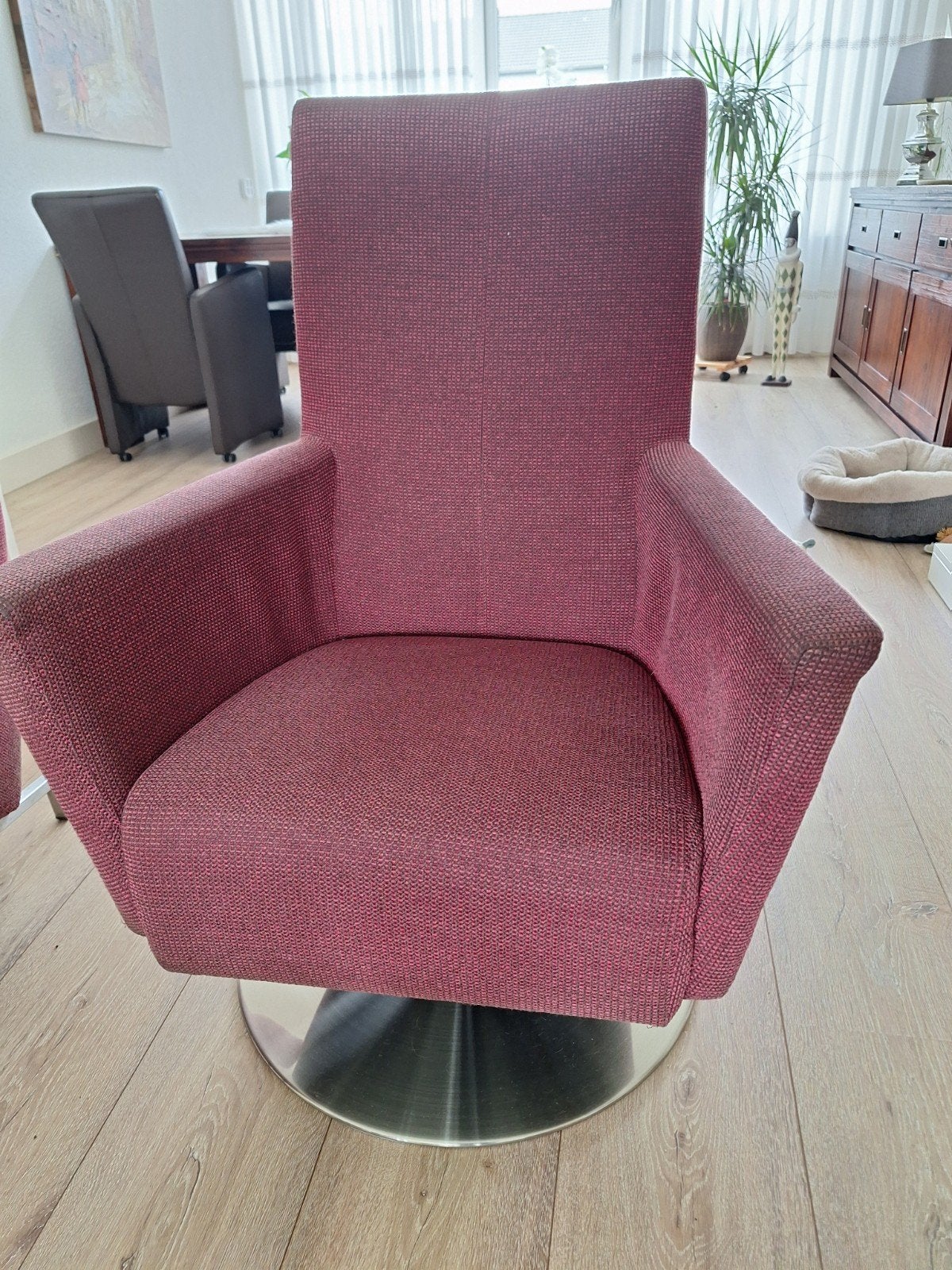 2x Fauteuil - 1x draaibaar, 1x vaste poot, Ophalen of Verzenden, Gebruikt, Metaal