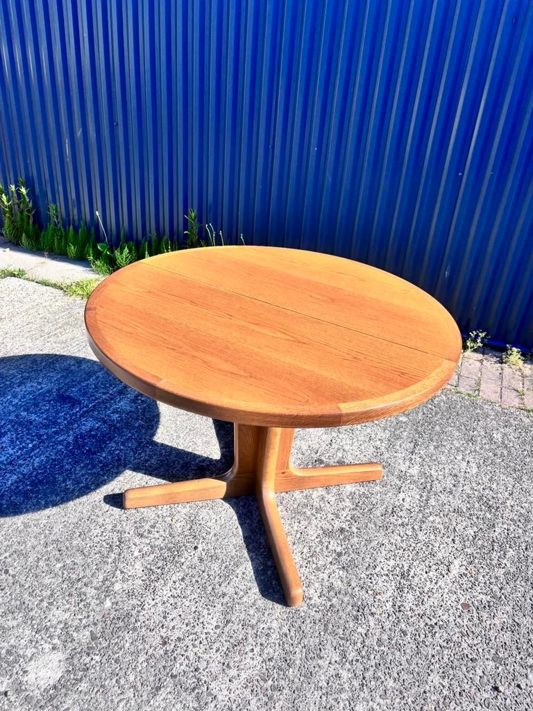 Vintage eettafel rond uitschuifbaar eiken, Ophalen, Gebruikt, C, X