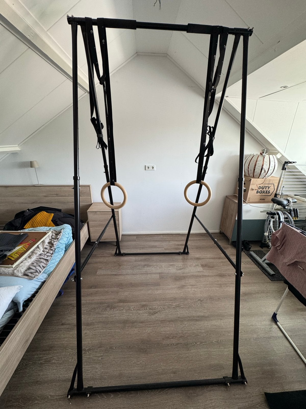 Pull up rack opvouwbaar met ringen, Ophalen, Zo goed als nieuw, Armen, Oprekstang